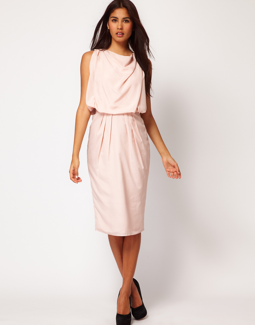Lyst - Asos Asos Drape Dress with Strap Back in Blue