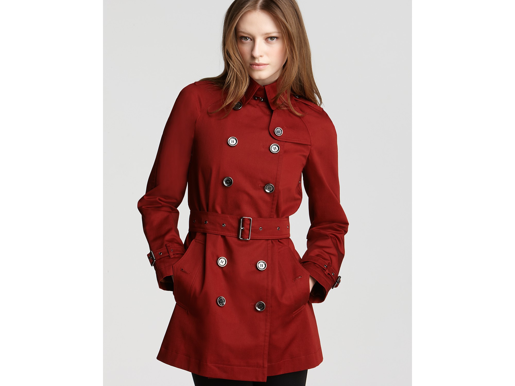 Burberry Brit Canterdale Short Trench Coat in Red (dark spice) | Lyst