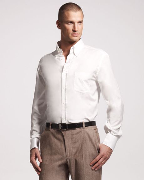 Brunello Cucinelli Button-down Shirt, White in White for Men | Lyst