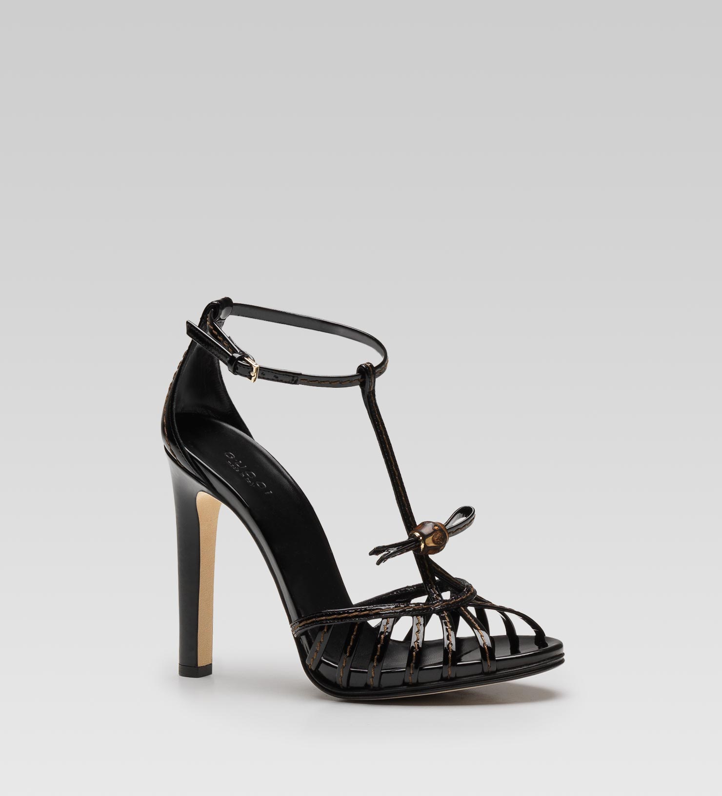 Gucci Bamboo Lace High Heel Sandal in Black (bamboo) | Lyst