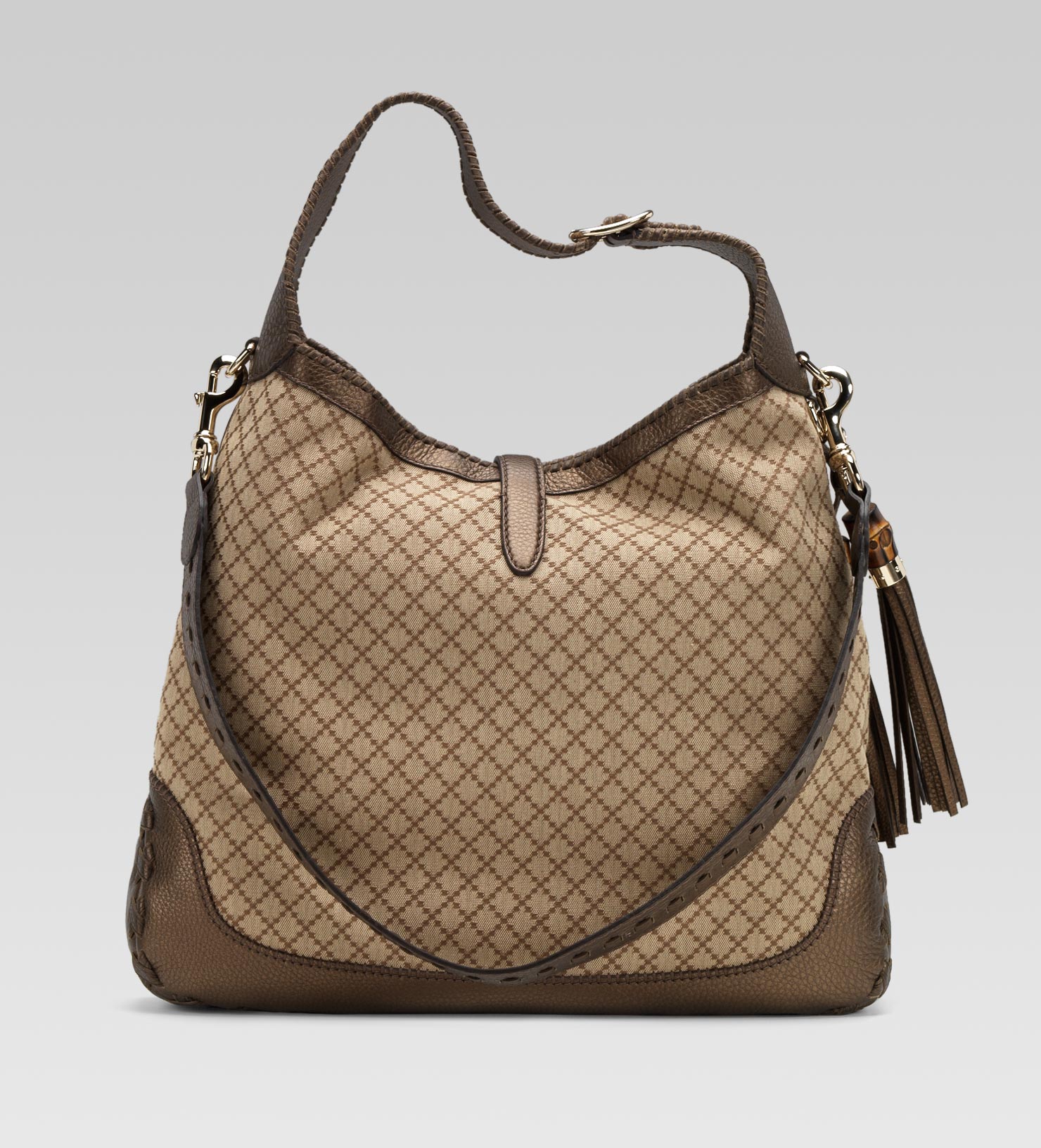 Lyst - Gucci New Jackie Diamante Canvas Shoulder Bag in Brown