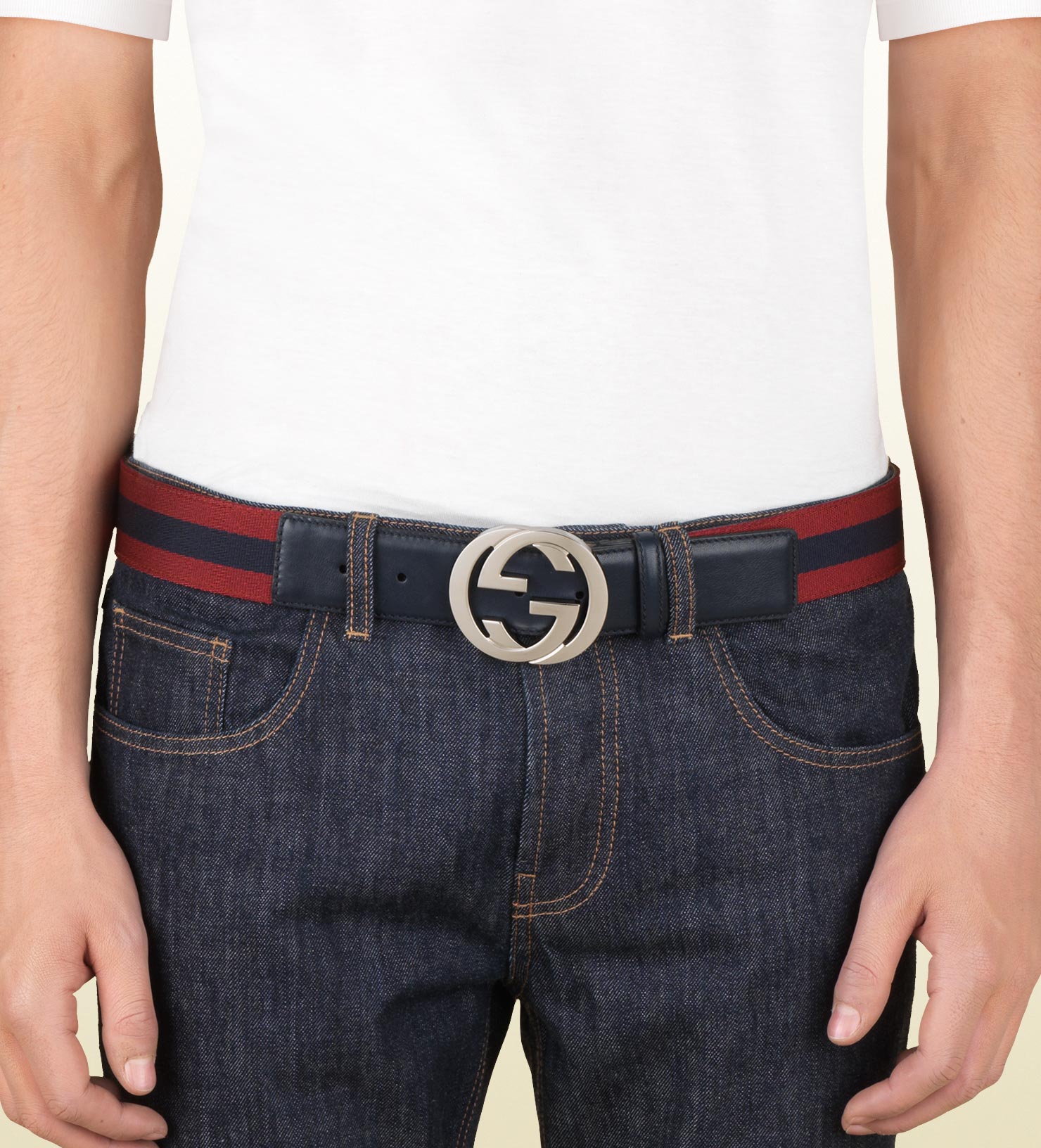 gucci men's web belt with g buckle