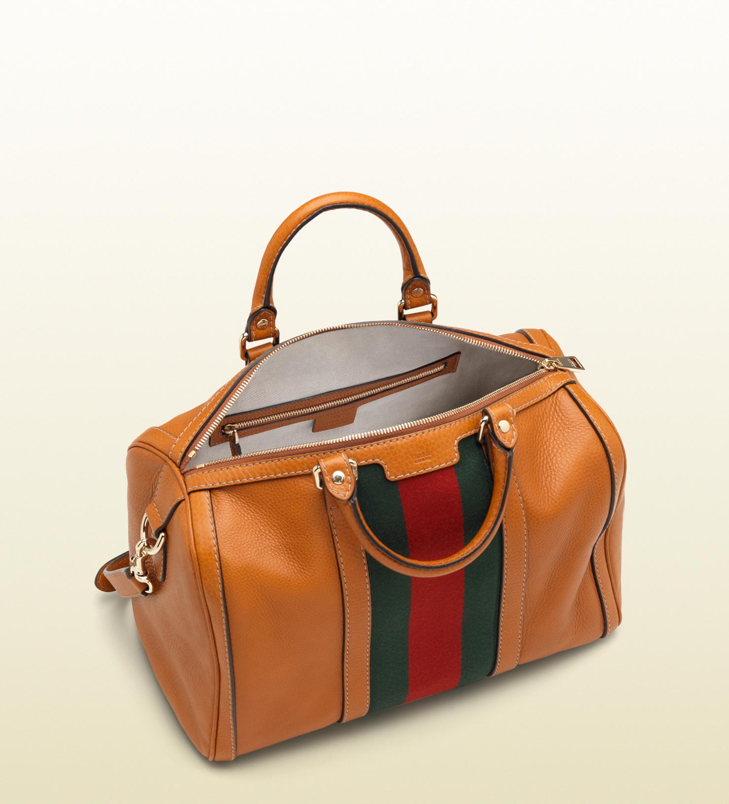 Lyst - Gucci Vintage Web Boston Bag in Brown