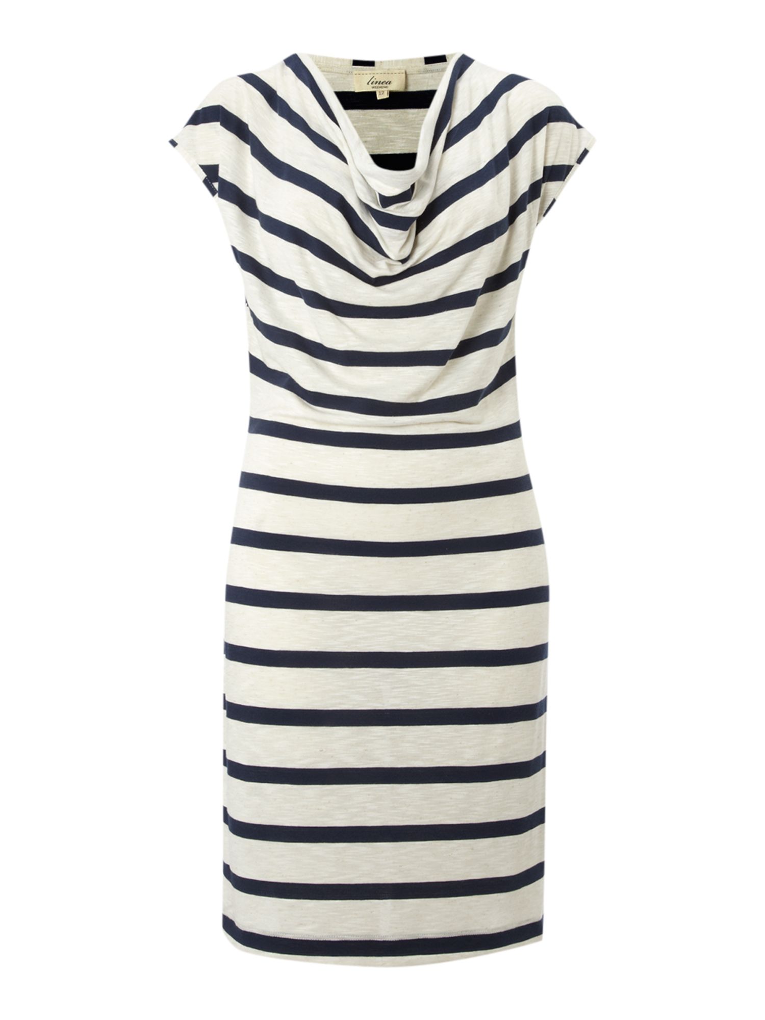 Linea weekend Striped Cowl Neck Dress in Blue | Lyst