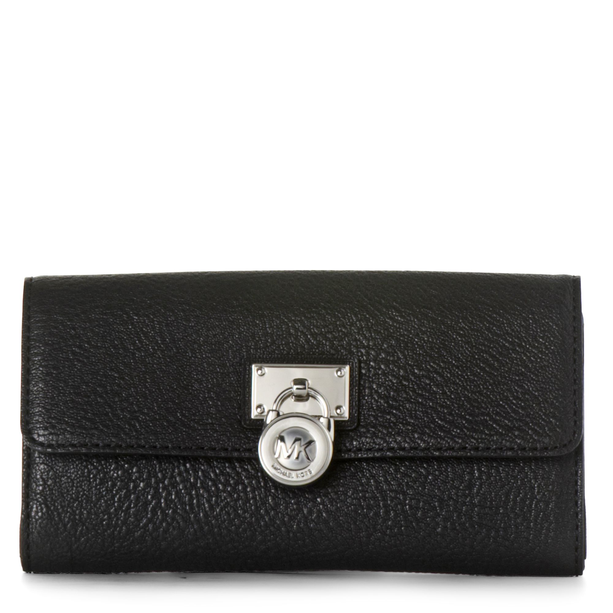 Michael Michael Kors Hamilton Large Wallet Silver in Black | Lyst