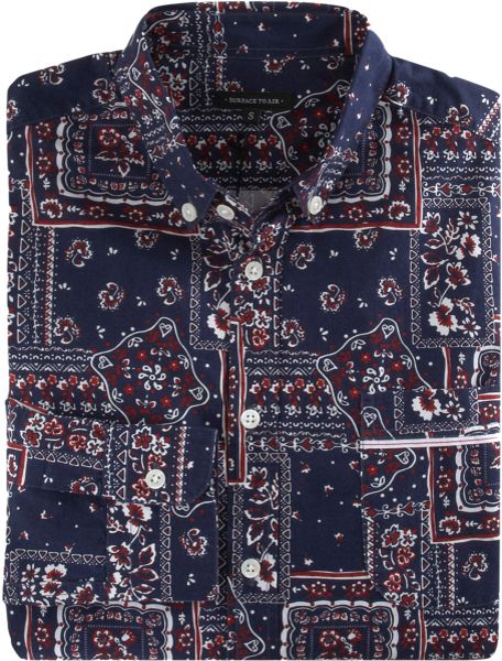 Surface To Air Bandana Print Shirt in Blue for Men (navy) | Lyst