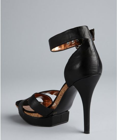 Bcbgeneration Black Leather Ankle Strap Platform Zenas Sandals in Black ...
