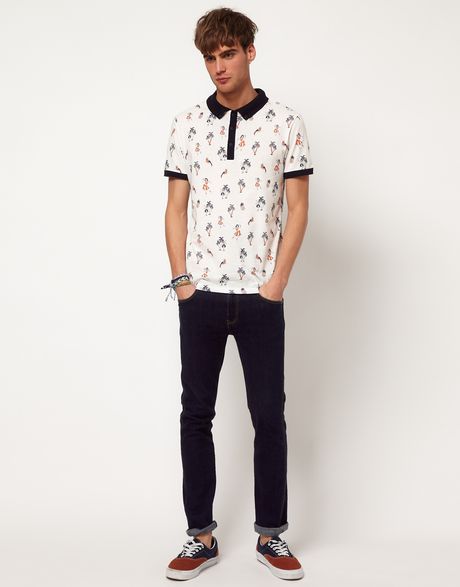 River Island Polo Shirt with Hula Girl Print in White for Men ...