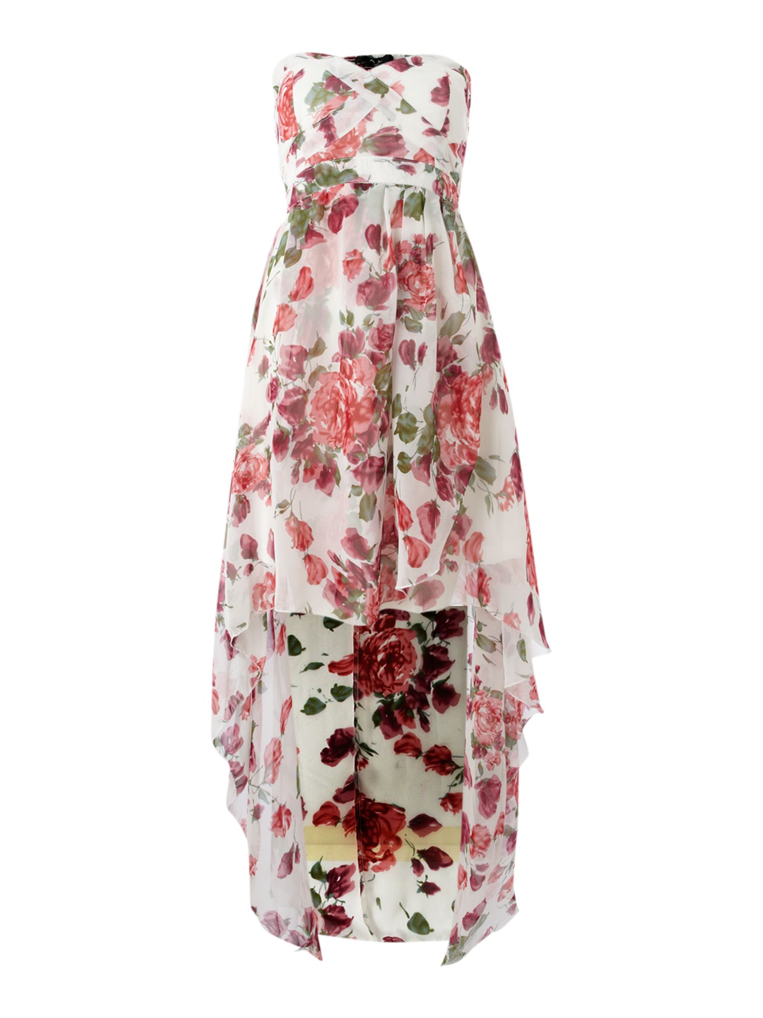 Ax paris Ax Paris Floral Print Drop Back Dress in Natural | Lyst