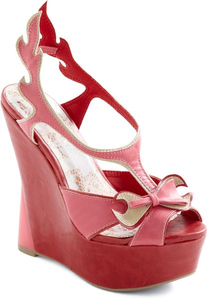 Modcloth All Fired Up Wedge in Red (flame) | Lyst