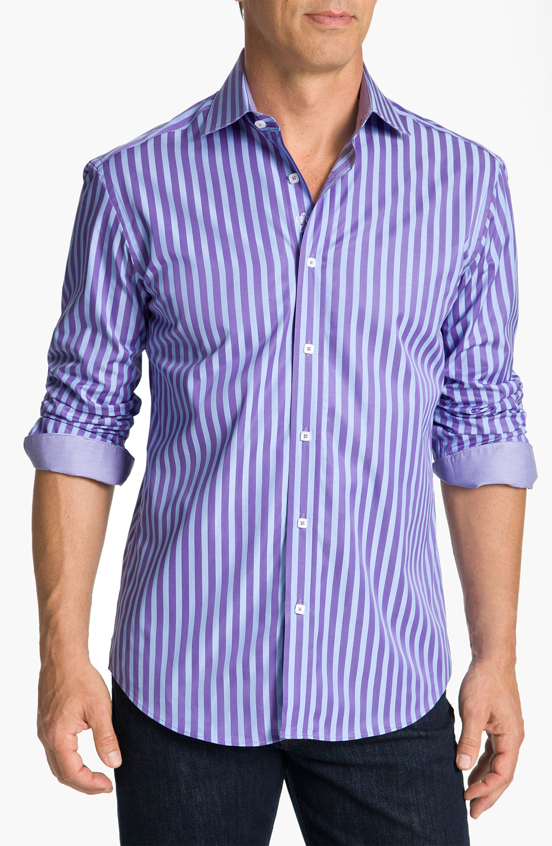 Bugatchi Uomo Shaped Fit Sport Shirt in Purple for Men (mauve) | Lyst