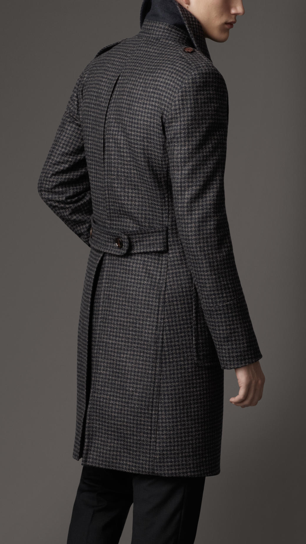 Lyst - Burberry Houndstooth Greatcoat in Blue for Men