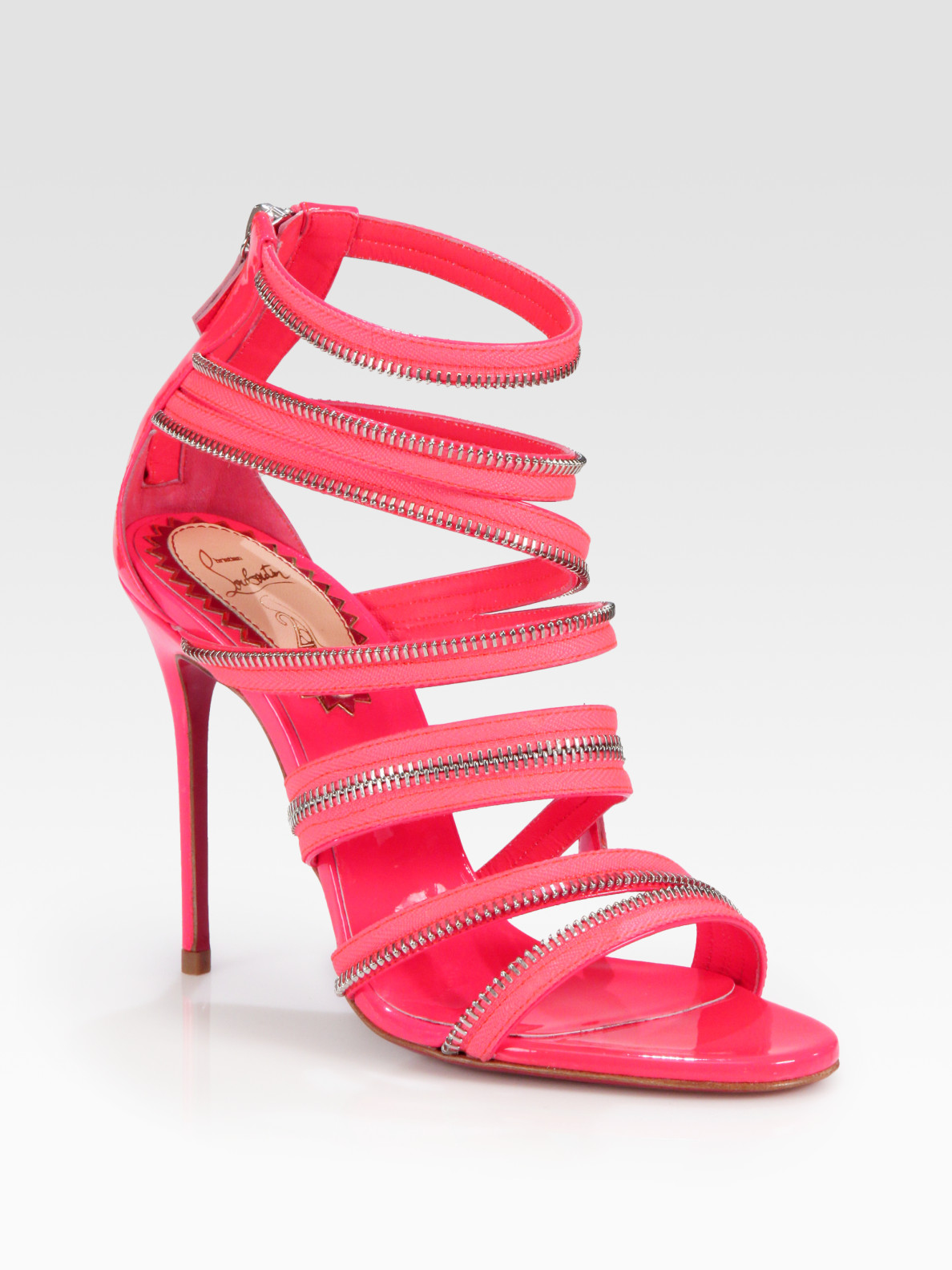 Lyst - Christian louboutin Unzip Patent Leather Sandals in Pink