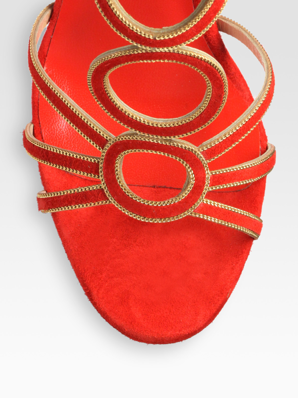 Lyst Christian Louboutin Troisronds Suede and Chain Platform Sandals