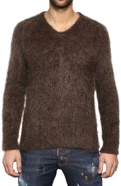 Dsquared² Wool Mohair V Neck Sweater in Brown for Men | Lyst