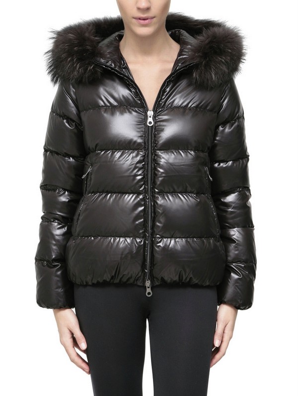 Lyst - Duvetica Adhara Fur Hood Shiny Nylon Down Jacket in Black