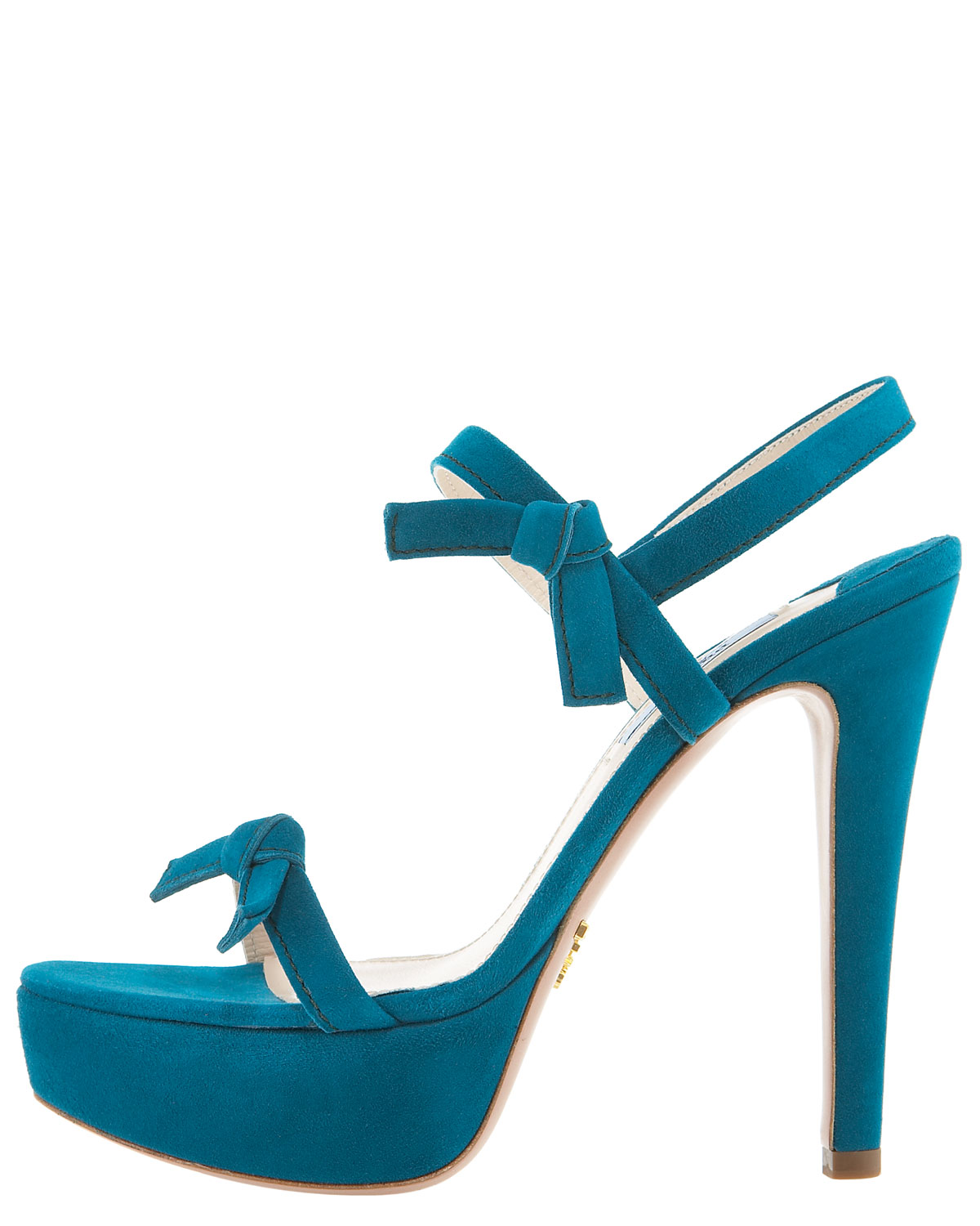 Lyst - Prada Suede Bow Platform Sandal in Blue
