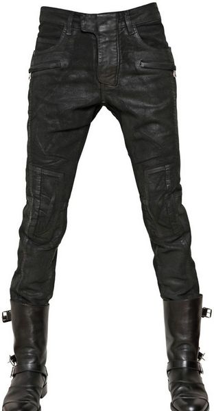 Balmain 18cm Waxed Moleskin Ankle Length Jeans in Black for Men | Lyst