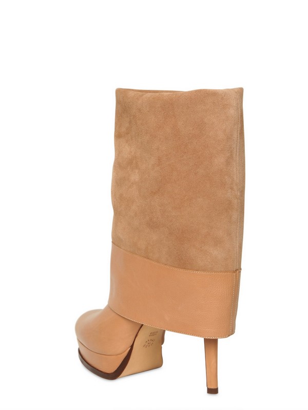 Lyst - Casadei 110mm Calf Fold Over Boots in Natural