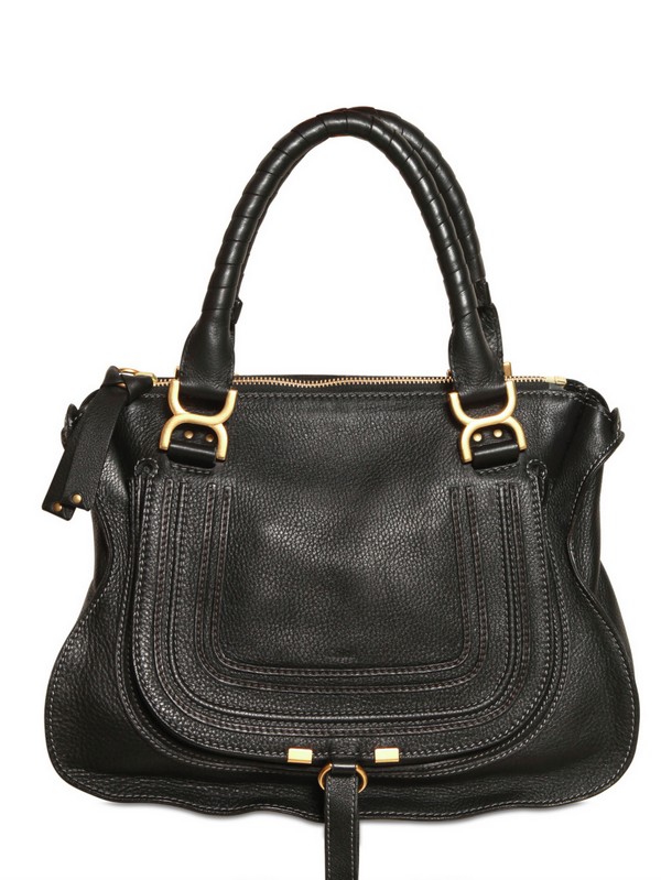 Lyst - Chloé Marcie Large Leather Satchel in Black