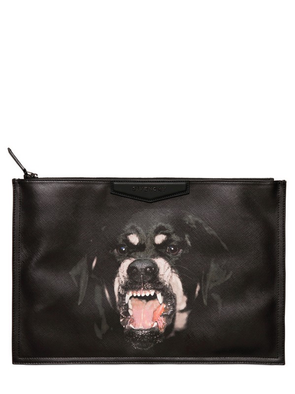 Lyst - Givenchy Large Pony Hair-embossed Leather Pouch in Black