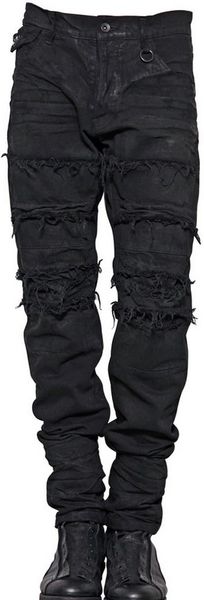 Julius Slightly Waxed Destroyed Denim Jeans in Black for Men | Lyst