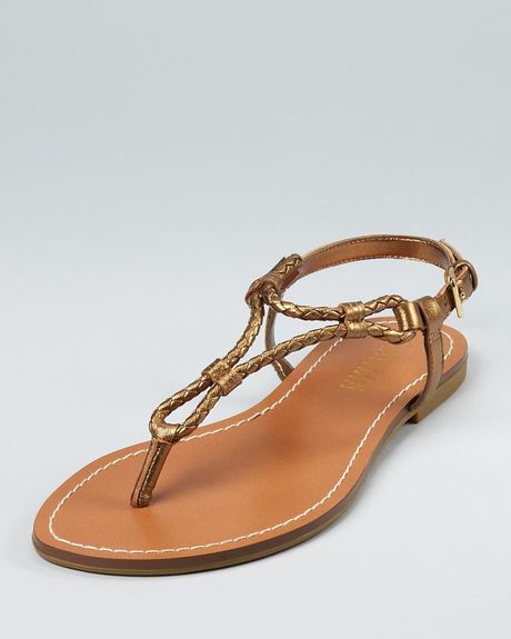 Lauren By Ralph Lauren Alexa Rope Flat Sandals in Gold (bronze) | Lyst