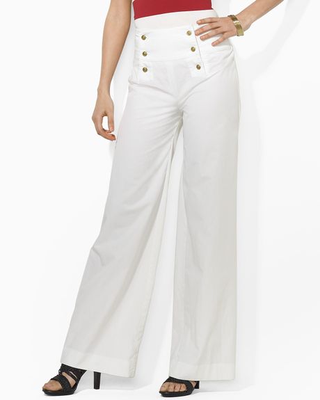 Lauren By Ralph Lauren Nicklaus Cotton Twill Sailor Pants in White | Lyst