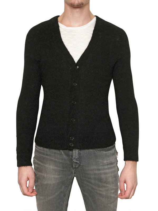 Neil Barrett Wool Mohair Knit Cardigan Sweater in Black for Men - Lyst