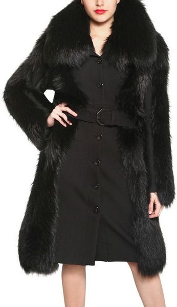 Viktor & Rolf Wool Cloth Raccoon Fur Coat in Black | Lyst