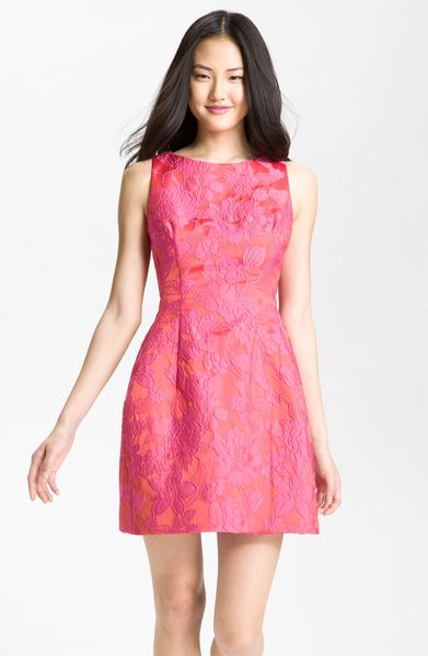 Alexia Admor Sleeveless Jacquard Fit Flare Dress in Pink (orange/ pink ...