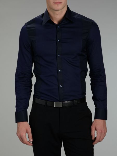 Kenzo Long Sleeve Panel Dress Shirt in Blue for Men (navy) | Lyst