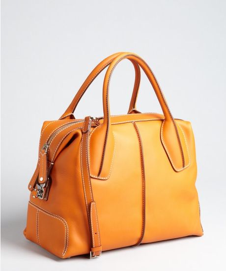 Tod's Orange Leather Dstyling Small Tote in Orange | Lyst