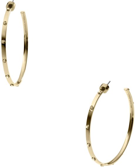 Michael Kors Astor Large Stud Hoop Earrings in Gold (one size) | Lyst