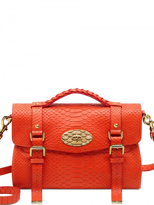 orange snakeskin bag