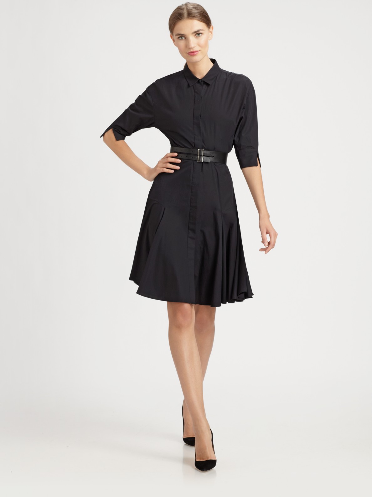 Lyst - Prabal Gurung Flared Shirt Dress in Black