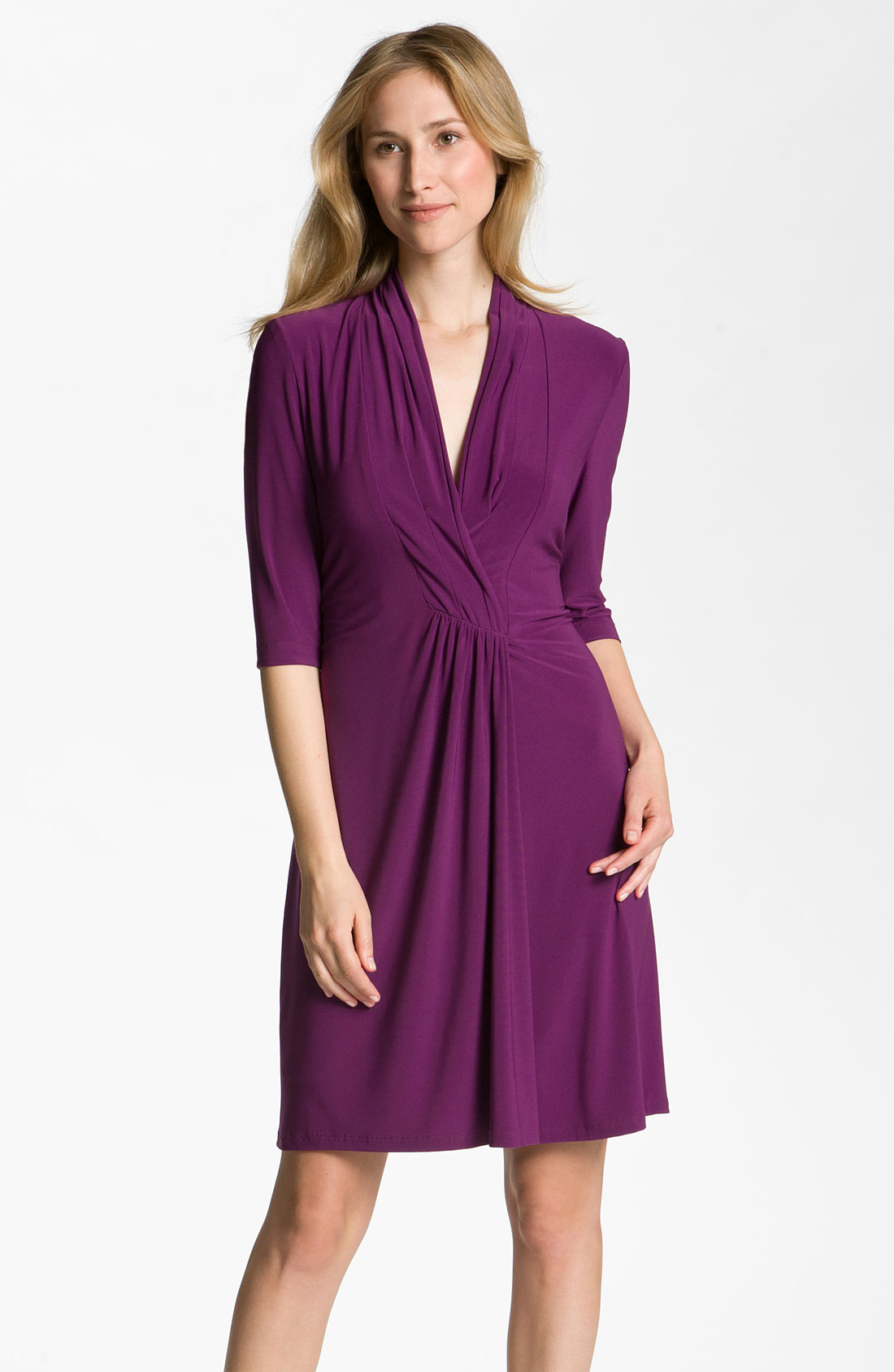 Tahari By Arthur S. Levine Shawl Collar Jersey Dress in Purple ...