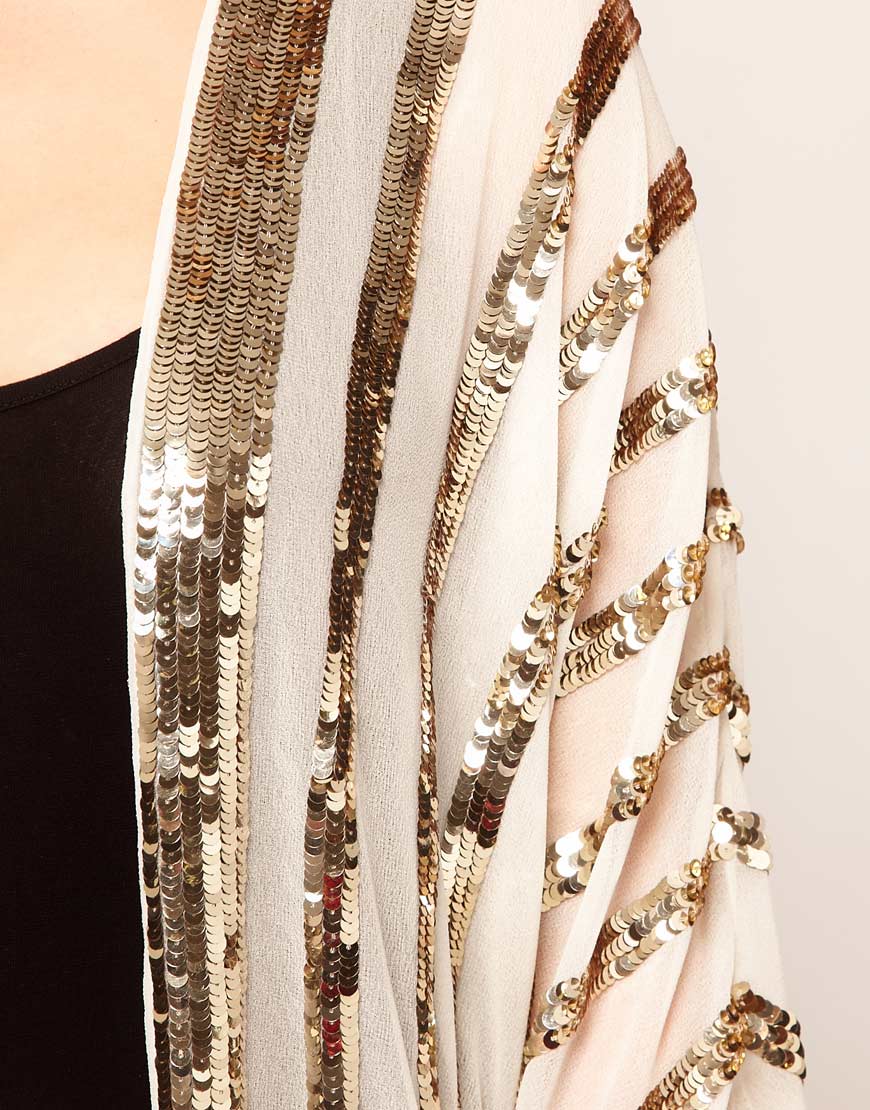 Lyst Asos Embellished Kimono with Sequin Stripes in Metallic