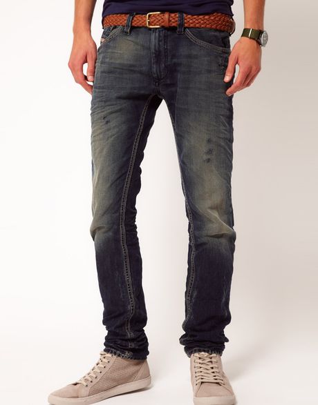 Diesel Thanaz 660q Herringbone Slim Jeans in Blue for Men | Lyst