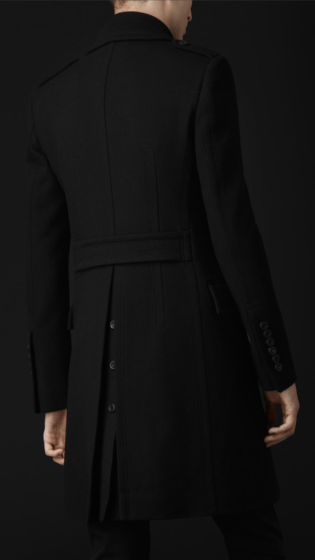 Lyst Burberry Prorsum Virgin Wool Blend Top Coat In Black For Men