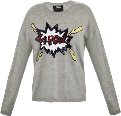 Markus Lupfer Kapow Sequin Sweater in Gray (grey) | Lyst
