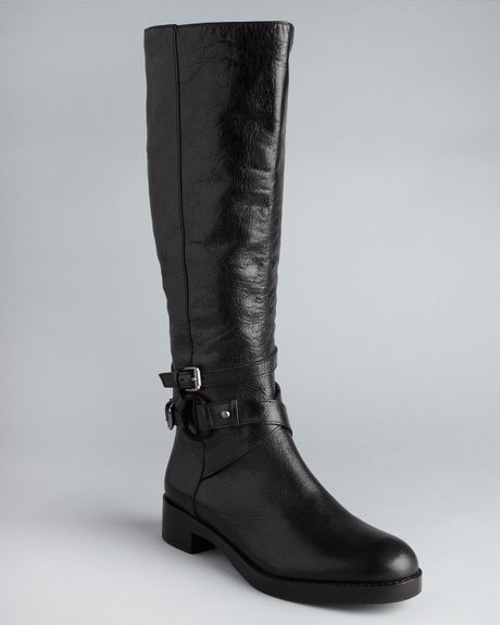 Via Spiga Flat Riding Boots Gabrielle in Black (tmoro brown) | Lyst