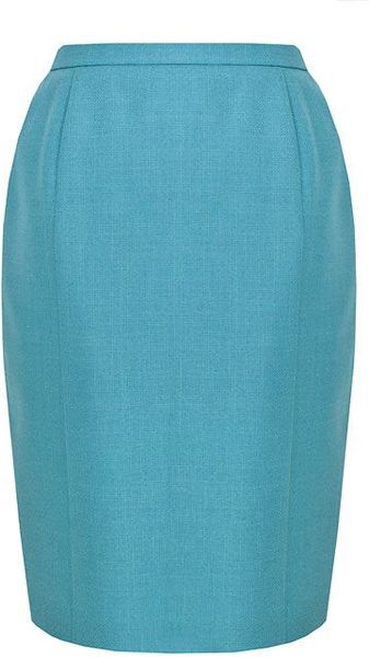Eastex Pencil Skirt with Back Pleats in Blue (teal) | Lyst