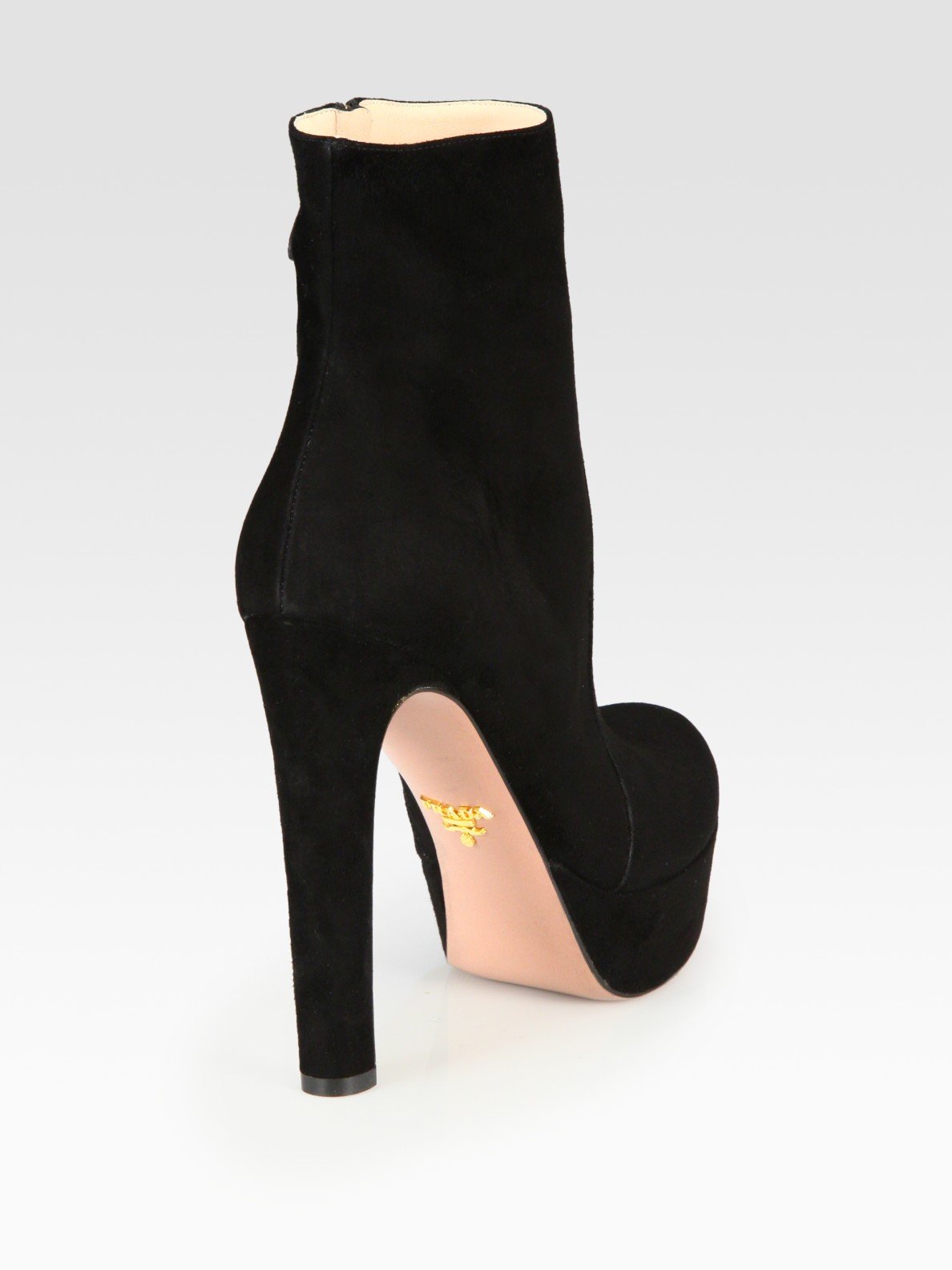 Prada Suede Platform Ankle Boots in Black | Lyst