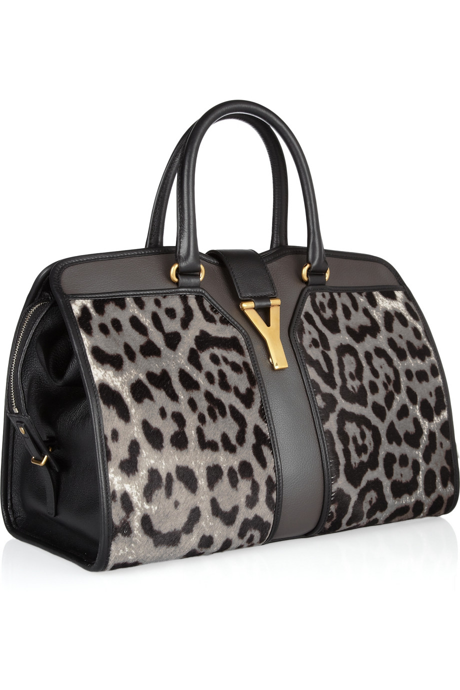 Saint laurent Cabas Chyc Medium Calf Hair and Leather Tote in Gray ...  