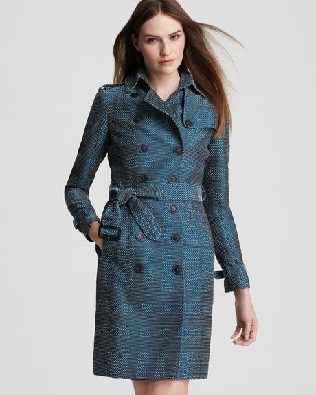 Burberry London Wadefield Double Breasted Check Trench Coat in Blue ...