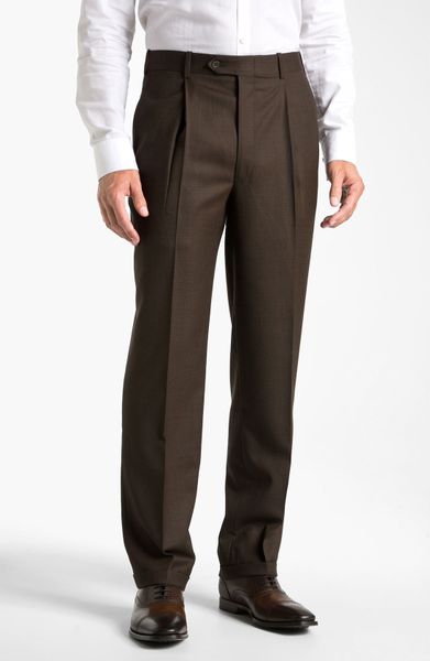 Jb Britches Single Pleat Trousers in Brown for Men | Lyst
