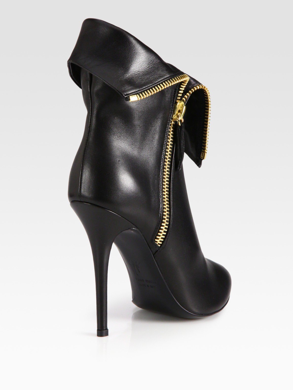 Giuseppe Zanotti Leather Foldover Zipper Ankle Boots In Black Lyst