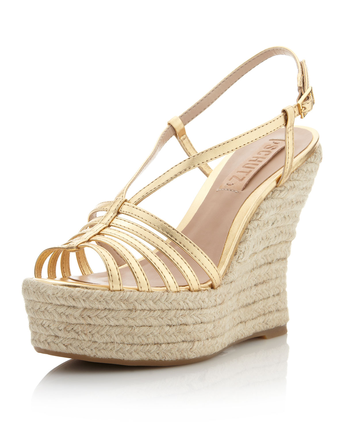 Lyst - Schutz Slingback Wedge Sandal Gold in Metallic