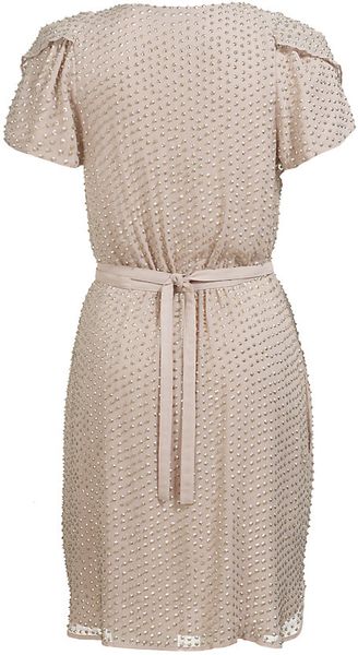 French Connection Sunspark Cowl Neck Dress in Beige | Lyst